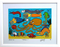 František R.Čech - Akvárium II. - signovaný umělecký tisk v rámu